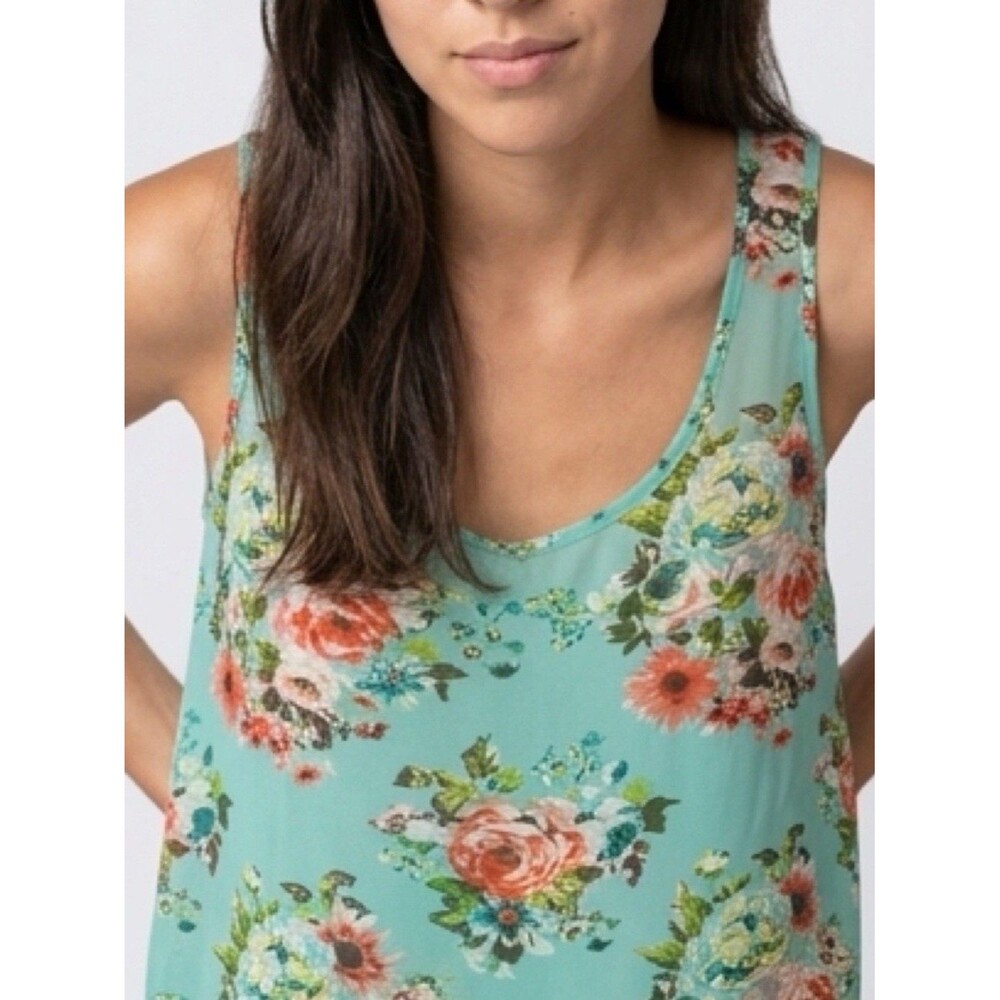 Topia Mint Floral Print Sheer Top